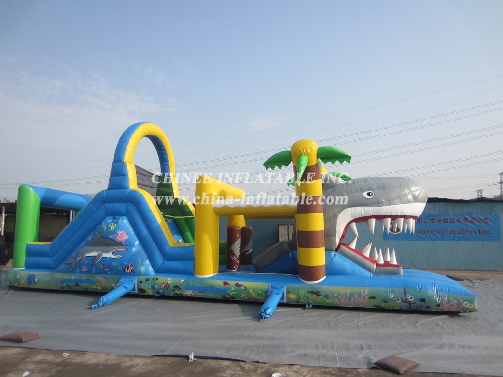 T7-571 Shark Obstacle Course Inflatable Sport Games