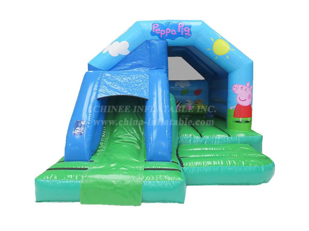 T2-4039 15X12Ft Green Peppa Pig Front Slide Combi