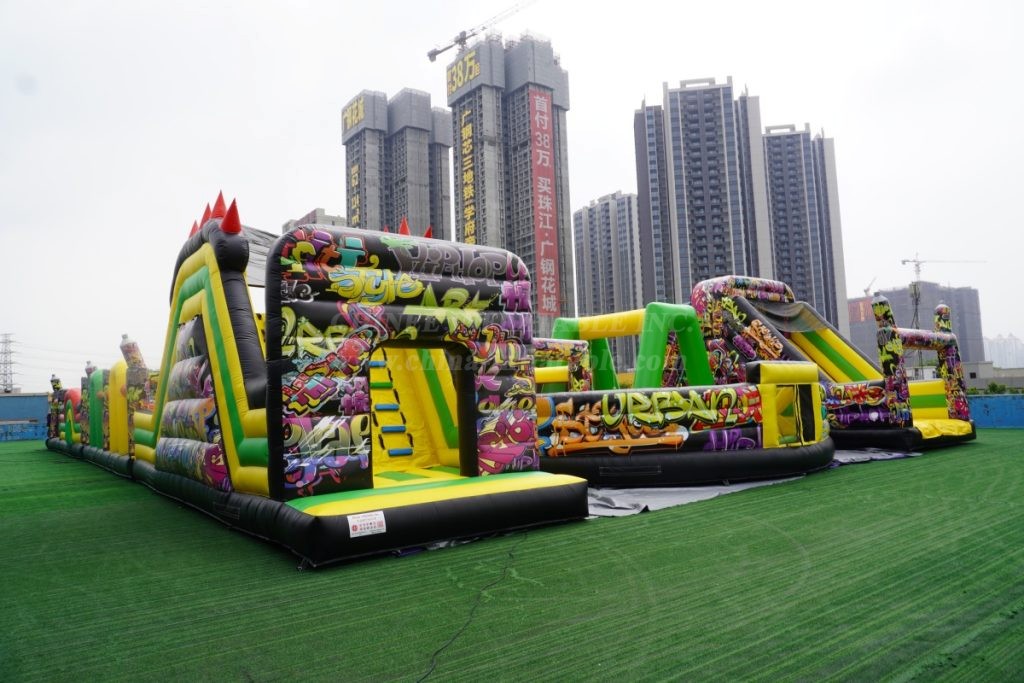 T7-1814B Graffiti Themed Inflatable Obstacle Course